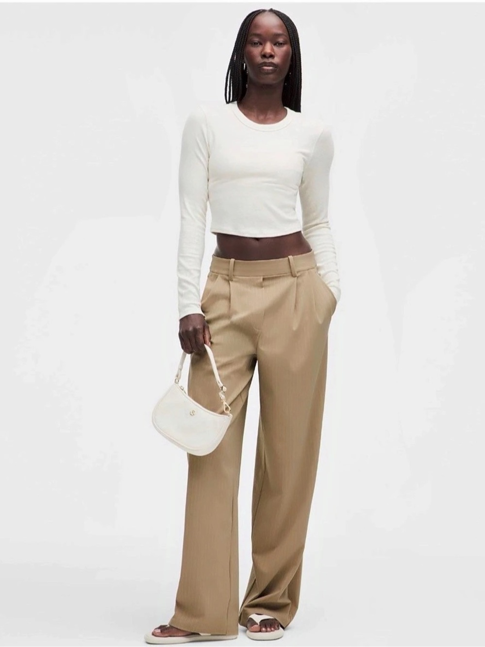 lululemon Daydrift Pleat-Front High-Rise Trouser Regular Wide Leg Beige Large